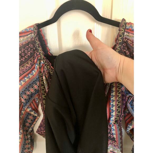 Flying Tomato Off Shoulder Tribal Boho Print Mini Dress Multicolor - Size Small - Picture 7 of 8